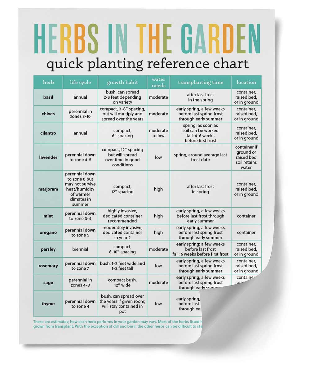 herbs planting chart